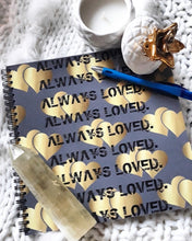 Load image into Gallery viewer, Spiral notebook with gold hearts
